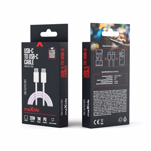 Maxlife MXUC-06 cable USB-C - USB-C 1,0 m 20W lilla nylon