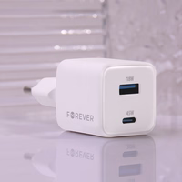 Forever TC-08-45AC GaN PD QC laadija 1x USB-C 1x USB 45W valge