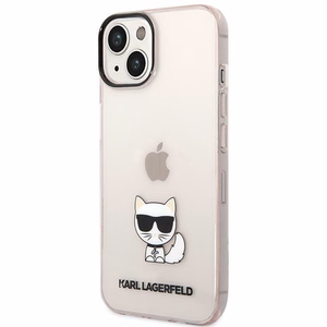 Karl Lagerfeld läbipaistev Choupette Body Ümbris jaoks iPhone 14 Plus / 15 Plus 6.7" - roosa