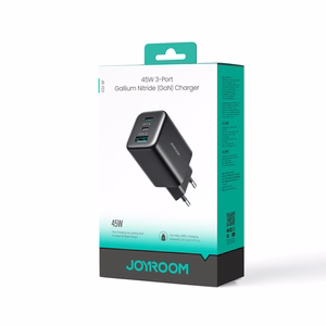 Joyroom JR-TO1 GaN 45W USB-C Lightning USB-A seinalaadija must