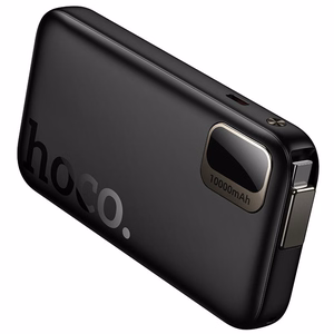 Akupank Hoco 10000 mAh QC PD 20W sissetõmmatava USB C kaabliga Q51 must