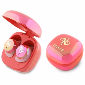 Guess Bluetooth kõrvaklapid GUTWSJ144ESF TWS + docking station fuchsia/fuschia Iridescent 4G Printed Logo