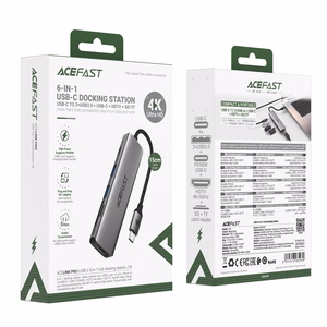 Acefast J18 USB jaotur USB-C 6-in-1 HDMI 4K 60Hz PD90W dokkimisjaam - hall
