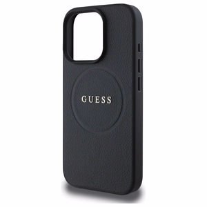 Guess Grained Kuldne Ring MagSafe ümbris jaoks iPhone 16 Pro Max - must