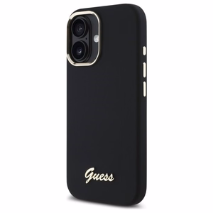 Guess Silicone Script Metal Logo & Frame Ümbris jaoks iPhone 16 - must