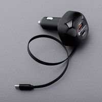 Car laadija Forcell F-Energy Alu USB C + USB A + retractable kaabel USB C PD QC4.0 SFC2.0 3A 75W must