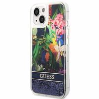 Guess GUHCP14MLFLSB iPhone 14 Plus 6.7 "sinine / sinine hardcase Flower Liquid Glitter