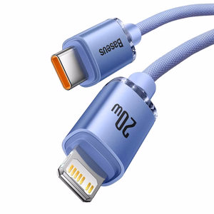 USB Кабель Baseus "CAJY000205" фиолетовый Type-C / Lightning 200см (до 20W)
