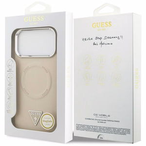 Чехол Guess Triangle Logo MagSafe для iPhone 17 Pro бежевый