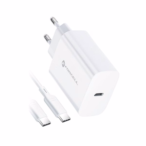Phone charger Forcell F-Energy USB C QC4.0 PD 3A 25W + cable USB C to USB C TFK-TC-25WPD white