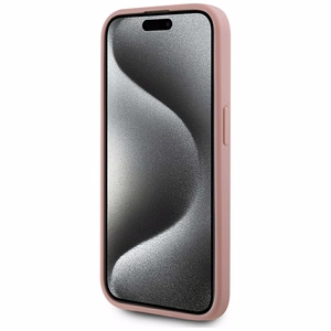 Karl Lagerfeld Wrinkled Metal Signature iPhone 15 Pro Ümbris - Roosa