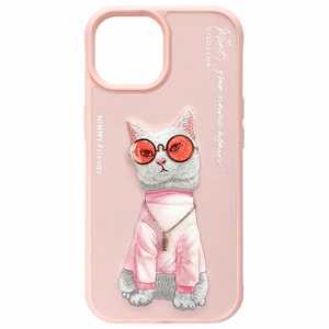 NIMMY case GLASSES COOL CAT jaoks IPHONE 15 roosa
