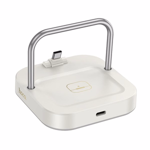 Desktop laadija Hoco 2in1 USB C PD QC 3A 30W + juhtmevaba charging 5W CQ16B milky valge