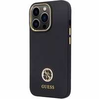 Guess GUHCP13LM4DGPK ümbris jaoks iPhone 13 Pro / 13 - must Silicone Logo Strass 4G