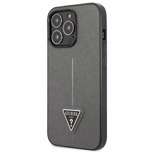 Guess GUHCP14XPSATLG iPhone 14 Pro Max 6.7 "hõbedane / hõbedane hardcase SaffianoTriangle Logo