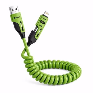Vakoss MLU680G neli-ühes kaabel, 1,5 m, 60 W, 3 A, QC/PD, roheline