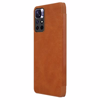 Nillkin Qin Case Case for Xiaomi Redmi Note 11T 5G / Note 11S 5G / Note 11 5G (Hiina) / Poco M4 Pro 5G Camera Cover Holster Cover Flip Case Brown