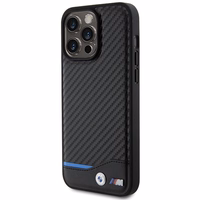 BMW Leather Carbon ümbris jaoks iPhone 15 Pro Max - must