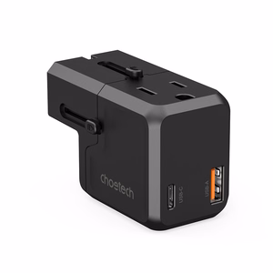 Choetech PD6038 USB-C USB-A PD 20W Travel Laadija USA EU UK AU - must