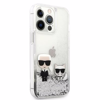 KARL LAGERFELD ümbris jaoks IPHONE 13 Pro KLHCP13LGKCS (Liquid Glitter K&C) hõbedane
