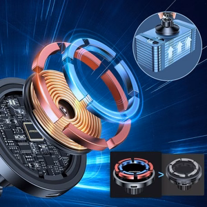 Autohoidik Joyroom JR-ZS240 must (juhtmevaba laadimine 15W) (magnetiline / kleepuv alus)
