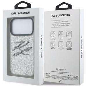 Karl Lagerfeld IML Glitter KL Diamond Logo ümbris for iPhone 17 Pro - hõbedane