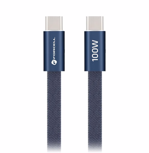 Kaabel USB C USB C Forcell F-Energy QC4.0 PD 5A 100W Cafule Flat 1,2 m CCFN23 tumesinine