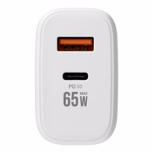 Mobiililaadija VEGER USB-A + Type-C PD QC3.0 3,25 A 65 W + kaabel USB-C–USB-C TR67, valge