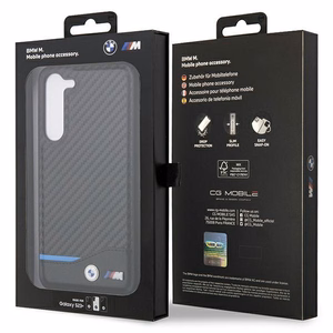 Чехол BMW Leather Carbon для Samsung Galaxy S23+ — чёрный