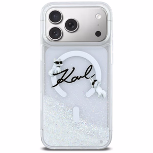 Karl Lagerfeld Liquid Glitter Karl Script Logo MagSafe Ümbris for iPhone 17 Pro Max - Clear