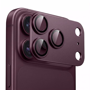 Tech-Protect Camfull Fit+ karastatud klaasist kaamerakaitse iPhone 18 Pro Max jaoks, bordoopunane
