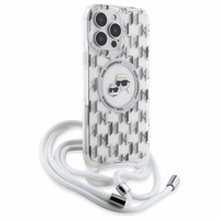 Karl Lagerfeld IML Crossbody Monogram Karl & Choupette Head MagSafe Ümbris jaoks iPhone 16 Pro - Clear