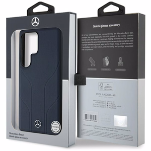 Mercedes Leather Debossed Lines MagSafe Ümbris jaoks Samsung Galaxy S25 Ultra - sinine