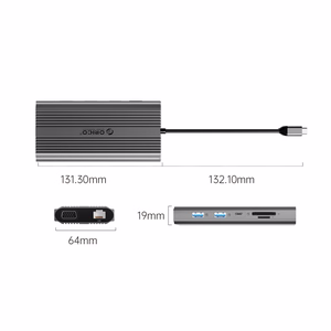 Orico XDR 12in1 USB-C Docking Station USB-A USB-C HDMI 4K VGA RJ45 Gigabit PD 100W SD and microSD Card Reader - Gray