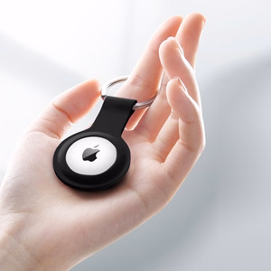 Crong Silicone ümbris seadmele Apple AirTag 1 / 2, võtmerõngaga, must