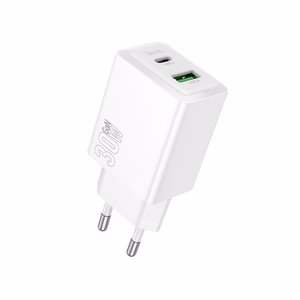Laadija Hoco N71 30W GaN USB-C/USB-A valge