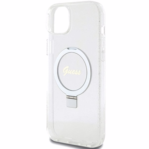 Guess GUHMP15MHRSGSD iPhone 15 Plus / 14 Plus 6.7" läbipaistev/läbipaistev hardcase Ring Stand Script Glitter MagSafe