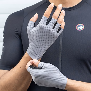 Rockbros Breathable Short Finger Cycling Gloves, Size: L - Gray