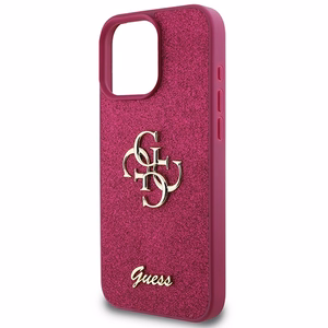 Guess Glitter Script Big 4G iPhone 16 Pro Ümbris - lilla