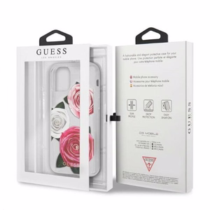 Guess GUHCN58ROSTRT iPhone 11 Pro прозрачный жёсткий чехол Flower Desire Pink & White Rose