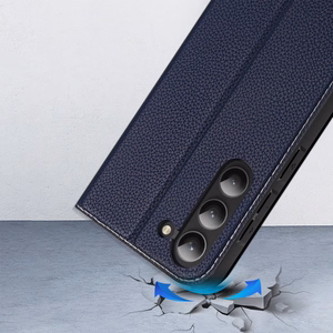 Dux Ducis Skin X2 чехол Samsung Galaxy S23+ флип-чехол кошелёк подставка синий