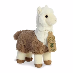 Eco Nation keskkonnahoidlik valge-pruuni alpaka plüüslelu, 24 cm
