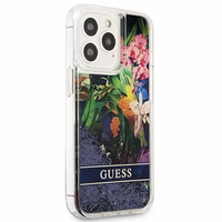 Guess GUHCP13LLFLSB iPhone 13 Pro / 13 6.1" sinine/sinine kõvakaane Lille vedel Glitter