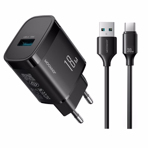 Joyroom JR-TF4 18W seinalaadija 3A USB-A - USB-C 1m kaabliga must