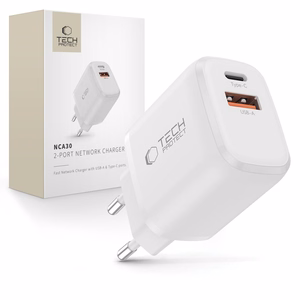 Tech-Protect NCA30 PD 30W QC3.0 USB-A / USB-C Wall Laadija - valge
