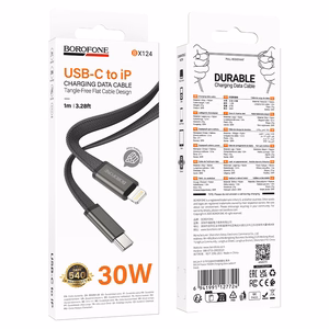 Borofone Cable BX124 Peace - Typ C na Lighting - PD 30W 1 metre black
