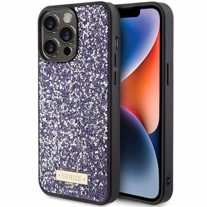 Guess Rhinestone Metal Logo чехол для iPhone 15 Pro - розовый