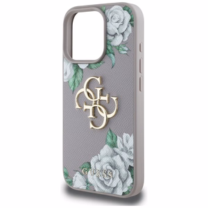 Guess Grained Roses Big 4G Logo iPhone 16 Pro Ümbris - Lilla