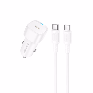 Borofone autolaadija BZ34A Cloud - Type C - PD 20W koos C-tüüpi C-tüüpi valge laadijaga