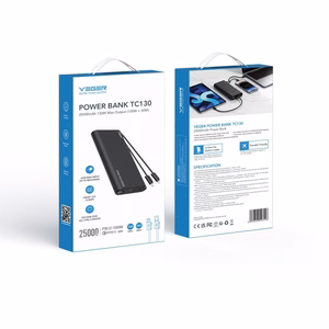 Powerbank Veger TCE130 (W2503) PD 130W 25000 mAh with built-in Type C cables / Lightning black